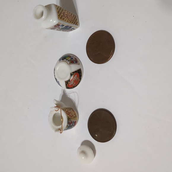 Vintage Miniature Porcelain Asian Dollhouse 3 lot - Picture 5 of 8